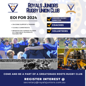 Royals Juniors are looking for volunteers, coaches and a Rugby Director